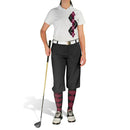 Golf Knickers: Ladies Argyle Paradise Golf Shirt - Black/Maroon Clothing