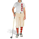 Golf Knickers: Ladies Argyle Paradise Golf Shirt - Natural/Red Clothing
