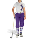 Golf Knickers: Ladies Argyle Paradise Golf Shirt - Purple/Light Blue/White Clothing