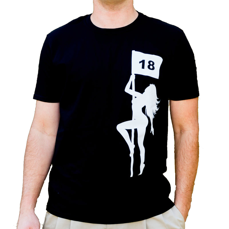 Pole Dancer Naked Lady Black Golf Tee Shirt by ReadyGolf