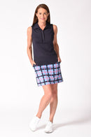 Golftini: Women's Sleeveless Ruffle Tech Polo - Navy