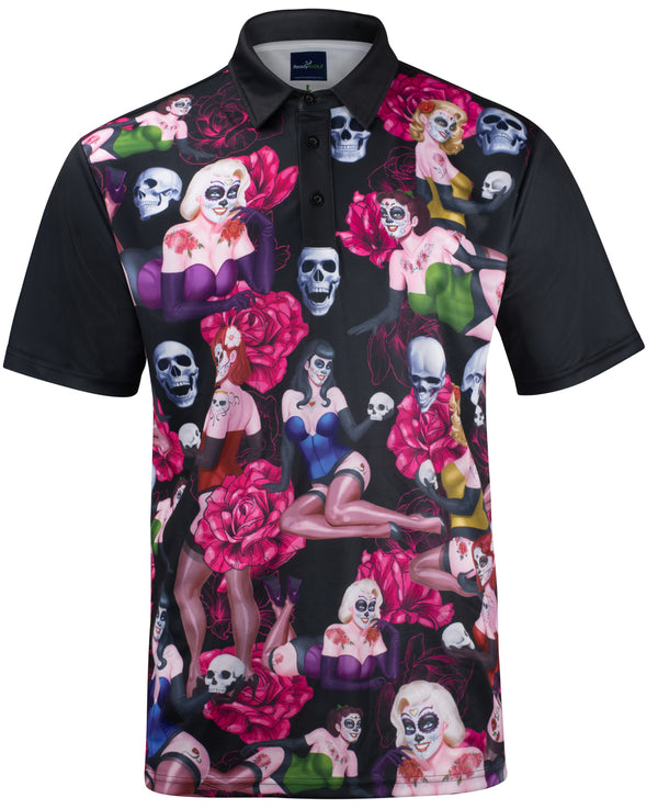 Day of The Dead Mens Golf Polo Shirt by ReadyGOLF