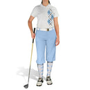 Golf Knickers: Ladies Argyle Paradise Golf Shirt - Light Blue/White Clothing