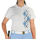 Golf Knickers: Ladies Argyle Paradise Golf Shirt - Light Blue/White Clothing