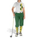 Golf Knickers: Ladies Argyle Paradise Golf Shirt - Dark Green/Yellow Clothing
