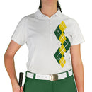 Golf Knickers: Ladies Argyle Paradise Golf Shirt - Dark Green/Yellow Clothing