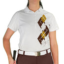 Golf Knickers: Ladies Argyle Paradise Golf Shirt - Brown/Gold/White Clothing