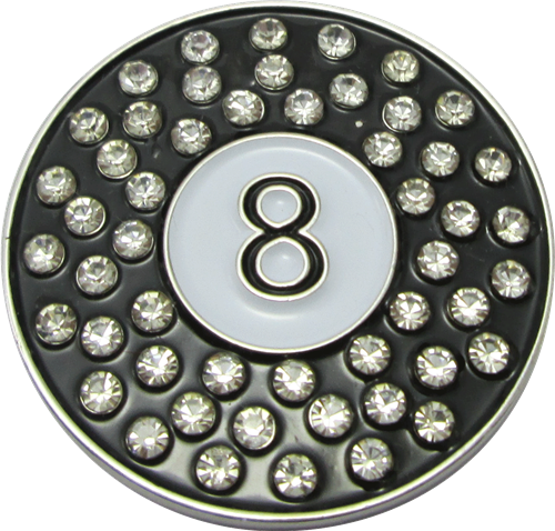 ReadyGolf: 8 Ball Golf Ball Marker & Hat Clip with Crystals