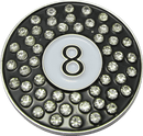 ReadyGolf: 8 Ball Golf Ball Marker & Hat Clip with Crystals