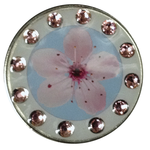 BELLA Swarovski Crystal Exchange Ball Marker & Hat Clip - Cherry Flower