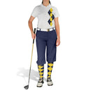 Golf Knickers: Ladies Argyle Paradise Golf Shirt - Navy/Yellow Clothing