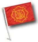 SSP Flag: Car Flag with Pole - Fire Dept Maltese Cross Design