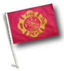 SSP Flag: Car Flag with Pole - Fire Dept Vintage Design