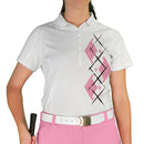 Golf Knickers: Ladies Argyle Paradise Golf Shirt - Pink/White Clothing