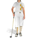 Golf Knickers: Ladies Argyle Paradise Golf Shirt - Gold/White Clothing