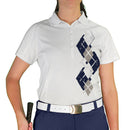Golf Knickers: Ladies Argyle Paradise Golf Shirt - Navy/Taupe/White Clothing