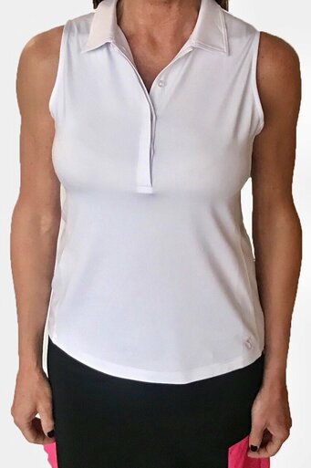 Golftini Women's White Sleeveless Fabulous Polo (Size X-Large) SALE
