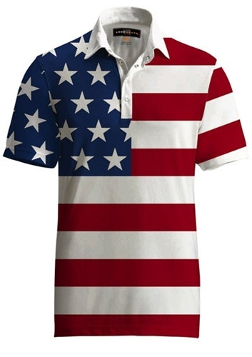Loudmouth Golf Mens Polo - Fancy Stars & Stripes Shirt (Size 2XL)