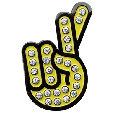 ReadyGolf: Hand Gesture - Fingers Crossed Hand Gesture Ball Marker & Hat Clip with Crystals