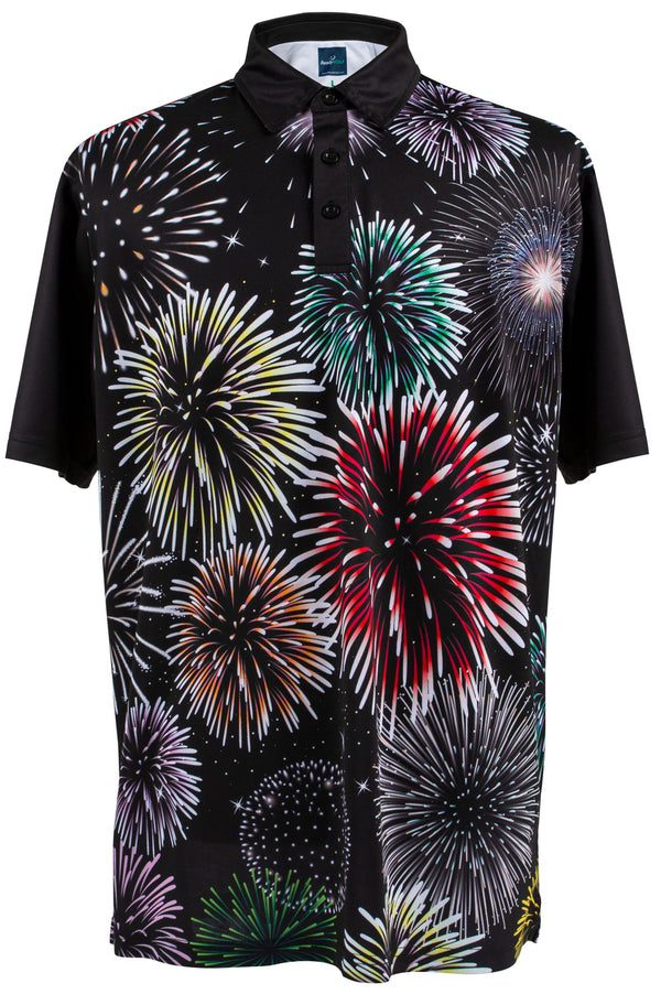 Fireworks Mens Golf Polo Shirt by ReadyGOLF