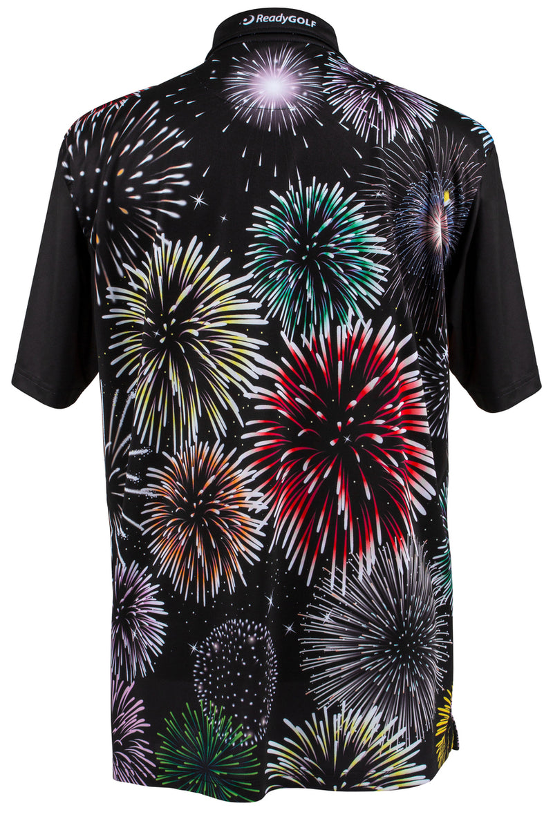 Fireworks Mens Golf Polo Shirt by ReadyGOLF