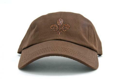 Dolly Mama: Ladies Baseball Hat - Fleur de Lis on Chocolate