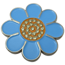 ReadyGolf: Hippie Flower Ball Marker & Hat Clip with Crystals - Blue with Orange