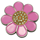 ReadyGolf: Hippie Flower Ball Marker & Hat Clip with Crystals - Pink with Orange