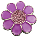 ReadyGolf: Hippie Flower Ball Marker & Hat Clip with Crystals - Purple with Pink