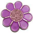 ReadyGolf: Hippie Flower Ball Marker & Hat Clip with Crystals - Purple with Pink