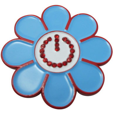 ReadyGolf: Hippie Flower Ball Marker & Hat Clip with Crystals - Flower Power