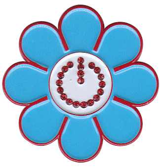 ReadyGolf: Hippie Flower Ball Marker & Hat Clip with Crystals - Flower Power