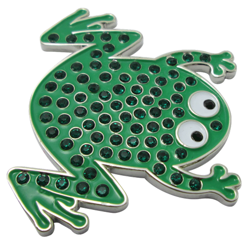 ReadyGolf: Frog Ball Marker & Hat Clip with Crystals