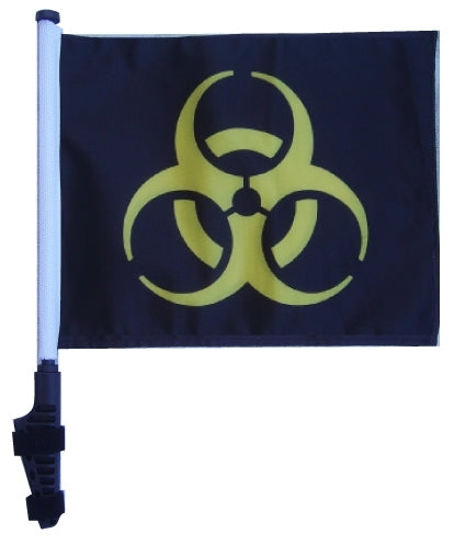 SSP Flags: 11x15 inch Golf Cart Flag with Pole - Biohazard Yellow