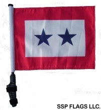 SSP Flags: 11x15 inch Golf Cart Flag with Pole - Two Blue Stars