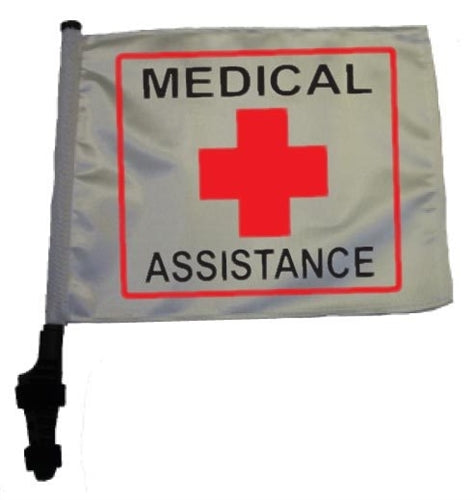 SSP Flags: 11x15 inch Golf Cart Flag with Pole - Medical Assistance