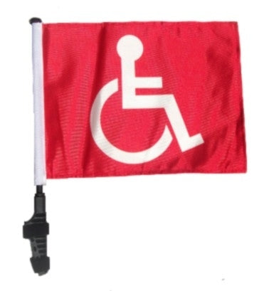 SSP Flags: 11x15 inch Golf Cart Flag with Pole - Red Handicap