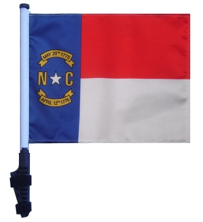 SSP Flags: 11x15 inch Golf Cart Flag with Pole - State of North Carolina