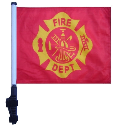 SSP Flags: 11x15 inch Golf Cart Flag with Pole - Fire Dept Vintage Design