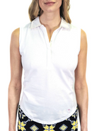 Golftini Women's Ric Rac Sleeveless Stretch Pique Cotton Polo (Size Large) SALE