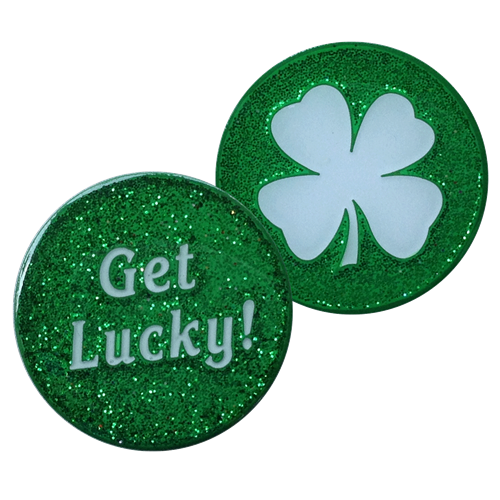 ReadyGolf: Get Lucky / Four Leaf Clover Shamrock  2-Sided Ball Marker