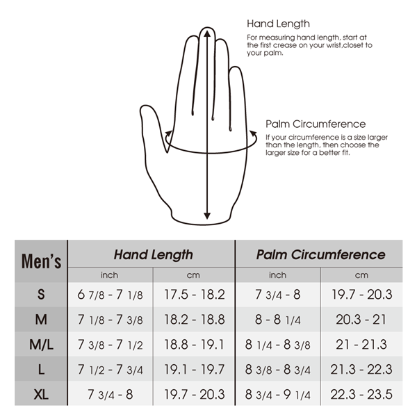 Mizuno golf glove size chart hot sale