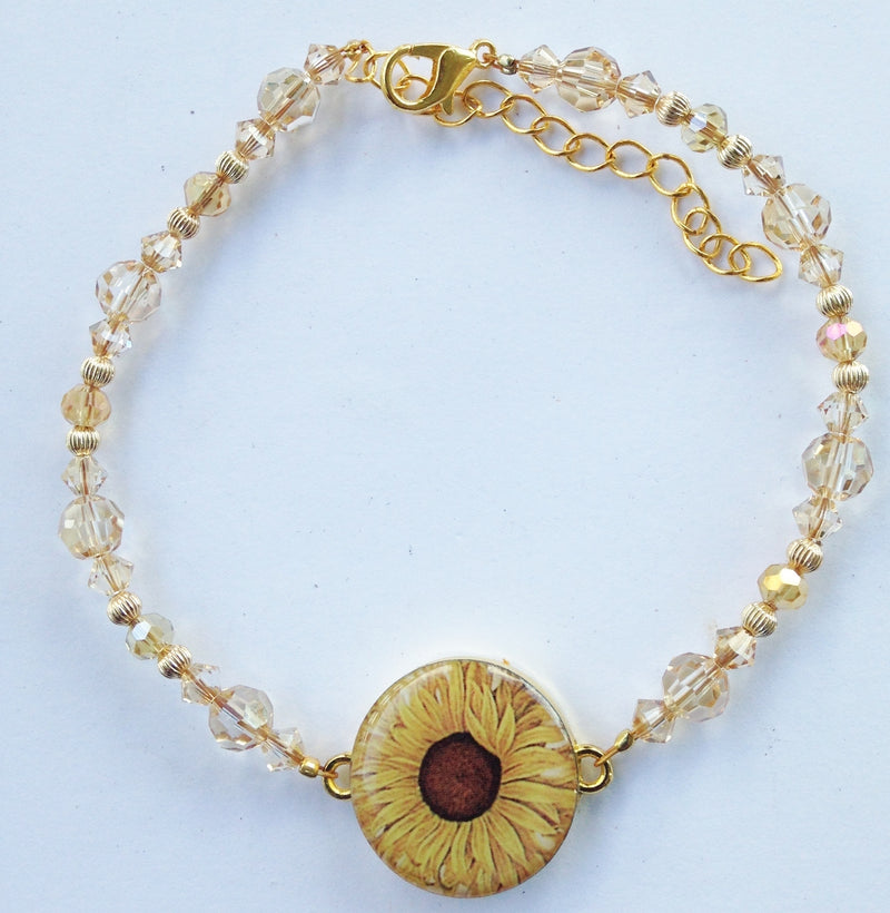 One Putt Designs - Go For the Golden Swarovski Crystal Beads & Spacers Ball Marker Ankle Bracelet