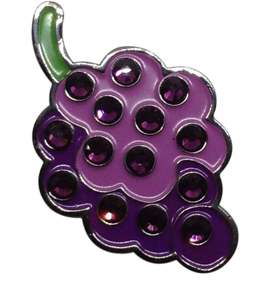 ReadyGolf: Grapes Ball Marker & Hat Clip with Crystals