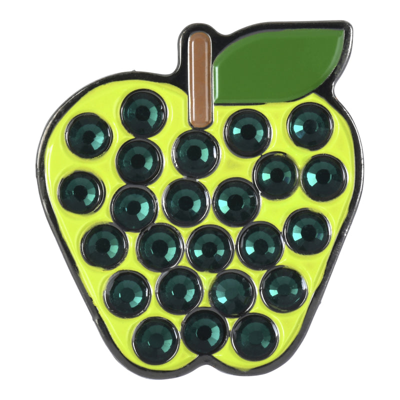 ReadyGolf: Green Apple Ball Marker & Hat Clip with Crystals