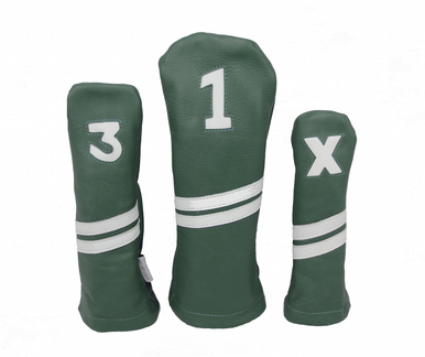 Sunfish: Leather Headcovers Set - Green & White