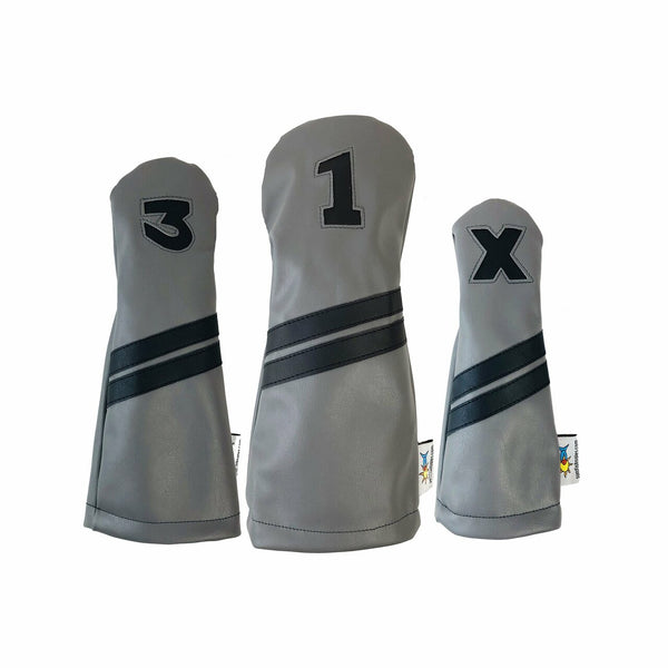 Sunfish: DuraLeather Headcovers Set - Grey with Black Stripes