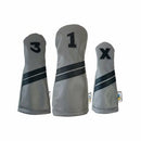 Sunfish: DuraLeather Headcovers Set - Grey with Black Stripes