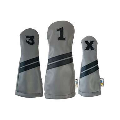 Sunfish: DuraLeather Headcovers Set - Grey with Black Stripes