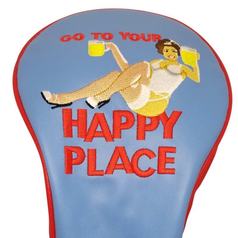 Happy Place Embroidered Driver Headcover by ReadyGOLF
